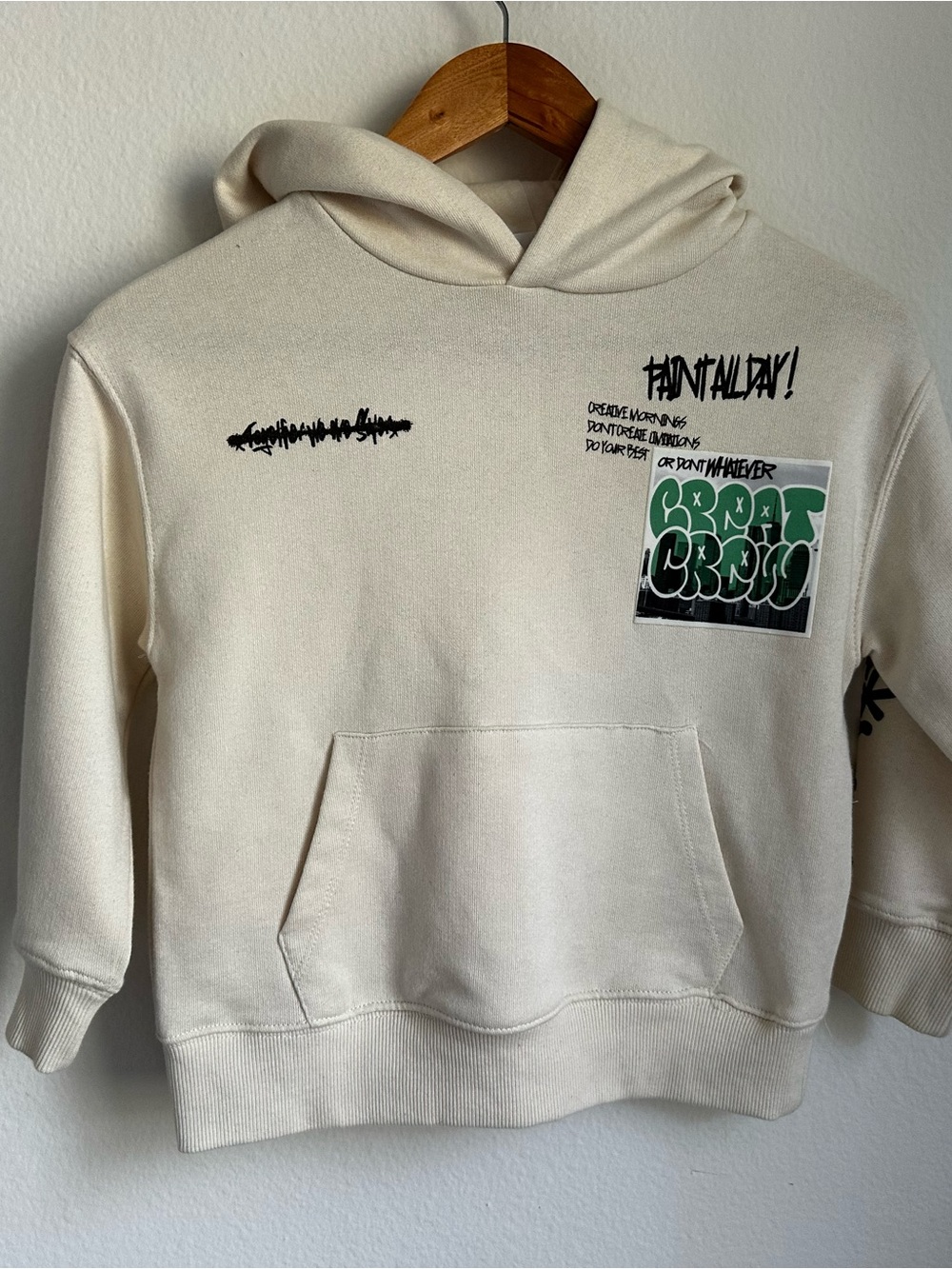 Zara Kids Cream Graffiti Graphic Hoodie 6-7